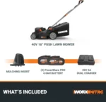 WORX Nitro 40V 16″ Cordless Lawn Mowers w/Brushless Motor 2.0 & Intellicut. - Image 5