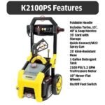 Karcher 2,100 PSI 1.2 GPM Electric Cold Water K2100PS Pressure Washer with Turbo, 15 Degree, 40 Degree and Soap Nozzles - Image 4