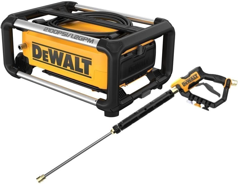 51P3FrQJKIL._AC_SL1000.jpg DEWALT Electric Pressure Washer, 2100 PSI, Jobsite Power Washer (DWPW2100) Yellow - Image 1