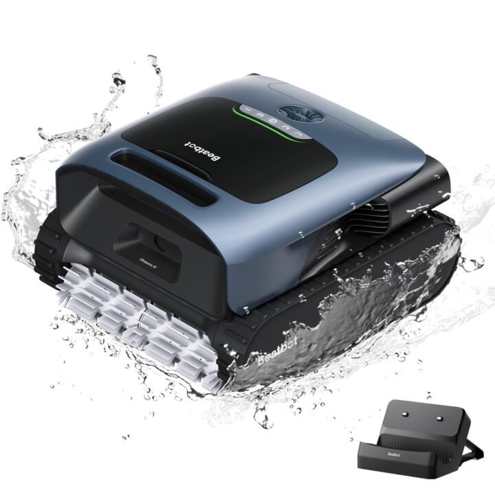 Beatbot Aquasense Pro Cordless Pool Cleaner Robot – Clarifies Water, Cleans Surface, Floor, Walls and Waterline, Intelligent Path Optimization, Surface Parking – Dark Blue
