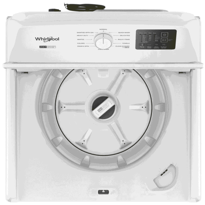Whirlpool WTW4307SW 4.2 – 4.3 Cu. Ft. Top Load Washer with 2-in-1 Removable Agitator, Soft Close Glass Lid, White