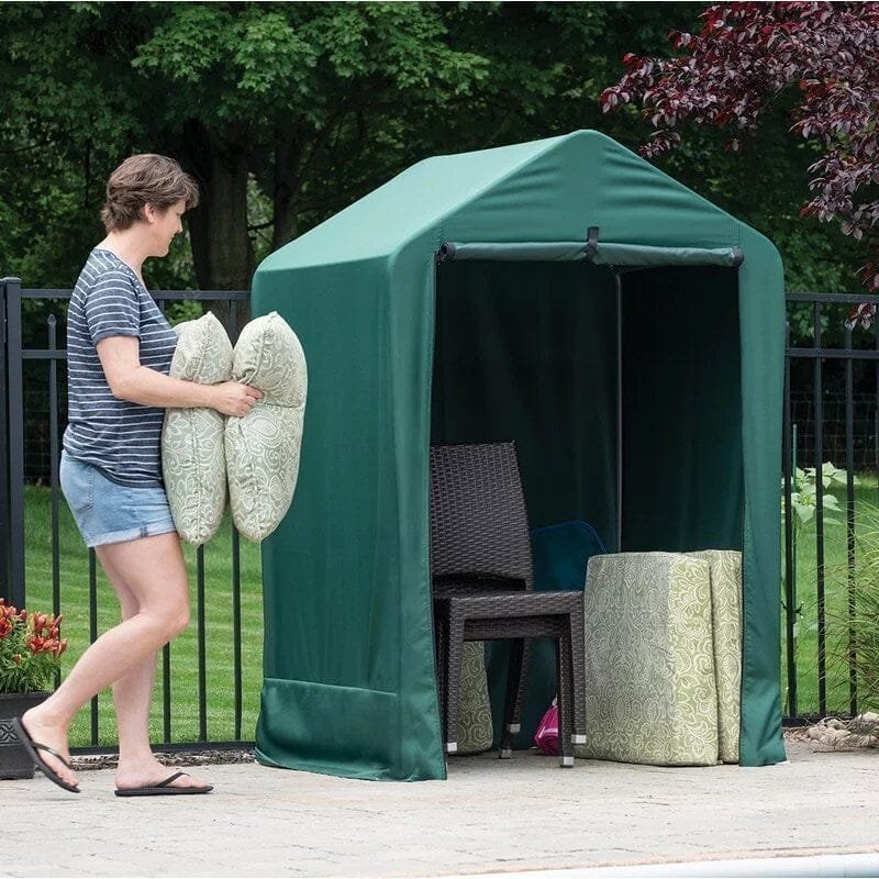 img-391.jpg 4 ft. W x 3.91 ft. D Plastic Portable Storage Shed - Image 1