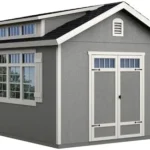 Handy Home Products Windemere 10×12 Do-it-Yourself Wooden Storage Shed with Floor, Beiges