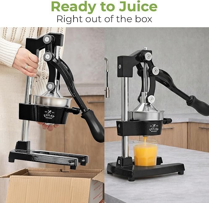 Zulay Kitchen Cast Iron Juicer – Easy-to-Clean Heavy-Duty Manual Juicer, Professional Citrus Juicer – Stainless Steel Lemon Squeezer – Manual Citrus Press & Orange Squeezer – Orange Juicer (Black) - Image 4