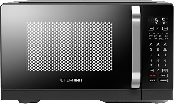 Chefman MicroCrisp Countertop Microwave Oven and Convection Oven, with Integrated Crisper, Guided Touchscreen Interface, 10 Power Levels, Mute Function, and Eco Mode, 1800W and 0.8 Cu. Ft. – Black