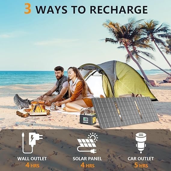 HOWEASY Portable Power Station,120W(240W Peak) Solar Generator,88Wh Lithium Battery Power with 110V AC Outlet/DC/USB/LED Light for Outdoor Camping Trip Hunting Emergency(Solar Panel Optional) - Image 3