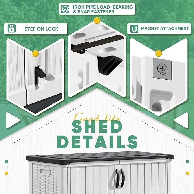 Devoko Outdoor Storage Cabinet 26 Cu Ft with Lockable Doors, Horizontal Storage Shed Waterproof Patio Tools Storage Box for Sofa Cushions, Gardening Tools and Accessories (White) - Image 2
