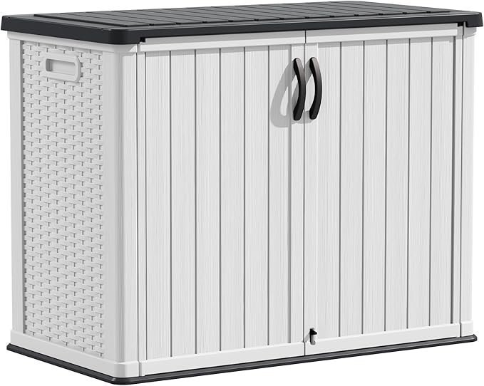 Devoko Outdoor Storage Cabinet 26 Cu Ft with Lockable Doors, Horizontal Storage Shed Waterproof Patio Tools Storage Box for Sofa Cushions, Gardening Tools and Accessories (White) - Image 5
