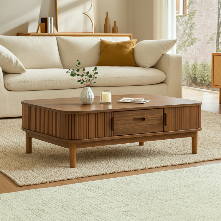 Wood Coffee Table with Shelf